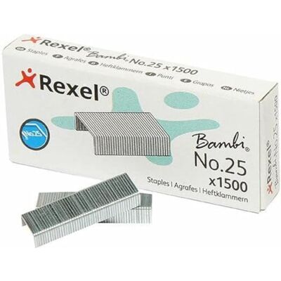 Rexel No. 25 4mm Staples 10 Sheet Capacity (Pack of 1500) Rexel No. 25 4mm Staples 10 Sheet Capacity (Pack of 1500)