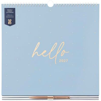 Busy B 2027 Weekly Family Wall Calendar Powder Blue Pen, Lists & Pocket The Weekly Family Wall Calendar in Powder Blue includes a pen, tear-off lists, stickers & storage pocket. Busy B 2027 Weekly Family Wall Calendar Powder Blue Pen, Lists & Pocket The Weekly Family Wall Calendar in Powder Blue includes a pen, tear-off lists, stickers & storage pocket.