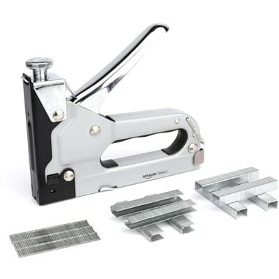 Amazon Basics Heavy Duty 3-in-1 Staple Gun with 600 Staples (D, U & T Type), Adjustable Power, Durable Steel Body – Ideal for Upholstery, Carpentry, DIY Home Repairs, and Furniture Restoration Amazon Basics Heavy Duty 3-in-1 Staple Gun with 600 Staples (D, U & T Type), Adjustable Power, Durable Steel Body – Ideal for Upholstery, Carpentry, DIY Home Repairs, and Furniture Restoration