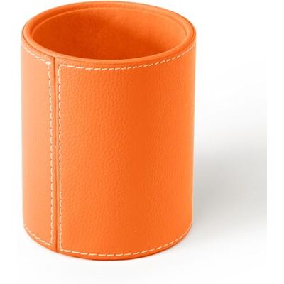 Osco Faux Leather Pen Pot, Desk Pencil Holder with Wipe-Clean Finish, Compact Round Desk Organizer for Pens, Pencils & Brushes, 10.5cm H x 8.7cm Dia, Orange Osco Faux Leather Pen Pot, Desk Pencil Holder with Wipe-Clean Finish, Compact Round Desk Organizer for Pens, Pencils & Brushes, 10.5cm H x 8.7cm Dia, Orange