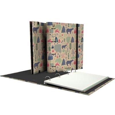 Unipapel A4 Eco Binder with 4 Rings, Includes Planner and Refill 100 Recycled Sheets 90g, 5x5 Squares, Color Bands, Uninature Design Alaska, FSC Recycled 100%, Carpebook Unipapel A4 Eco Binder with 4 Rings, Includes Planner and Refill 100 Recycled Sheets 90g, 5x5 Squares, Color Bands, Uninature Design Alaska, FSC Recycled 100%, Carpebook