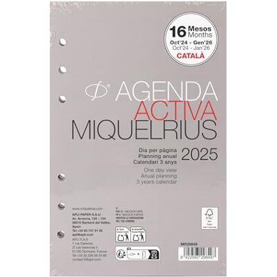Miquelrius 2025 Calendar Inserts 16 Month Day To A Page Ring Refill Active Size 117x182mm Replacement Calendar 6 Rings Catalan Portuguese English Miquelrius 2025 Calendar Inserts 16 Month Day To A Page Ring Refill Active Size 117x182mm Replacement Calendar 6 Rings Catalan Portuguese English
