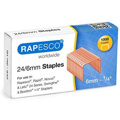 Rapesco 2 x S24600Z3 Copper Staples 24/6 mm Box of 1000 Rapesco 2 x S24600Z3 Copper Staples 24/6 mm Box of 1000