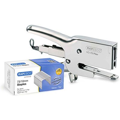 Rapesco 1305 Heavy-Duty HD-73 Plier Staple, 2000 Type 73/10 mm Staples 70 Sheet Capacity, Chrome Rapesco 1305 Heavy-Duty HD-73 Plier Staple, 2000 Type 73/10 mm Staples 70 Sheet Capacity, Chrome