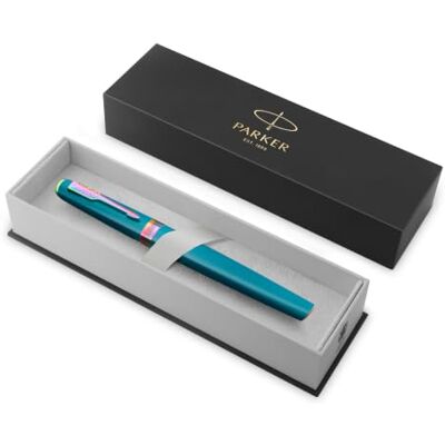 PARKER Meridian Rollerball Pen Teal Lacquer with Rainbow Trims Fine Nib Handwriting Pens & Stationery Supplies Black Ink Luxury Gift Box PARKER Meridian Rollerball Pen Teal Lacquer with Rainbow Trims Fine Nib Handwriting Pens & Stationery Supplies Black Ink Luxury Gift Box