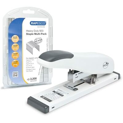 Rapesco 1461 ECO HD-100 Heavy Duty Stapler, 3200 Type 923 Staples 100 Sheet Capacity, Soft White Rapesco 1461 ECO HD-100 Heavy Duty Stapler, 3200 Type 923 Staples 100 Sheet Capacity, Soft White