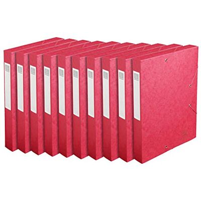 Exacompta Ref. 14009H 10 CARTOBOX filing boxes with rubber bands delivered flat 4 cm spine 7/10th glossy card 600g/m² dimensions 25x33cm A4 filing format red color Exacompta Ref. 14009H 10 CARTOBOX filing boxes with rubber bands delivered flat 4 cm spine 7/10th glossy card 600g/m² dimensions 25x33cm A4 filing format red color
