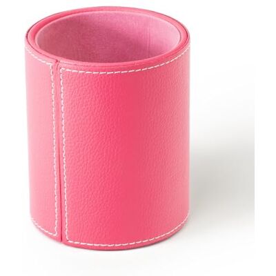 Osco Faux Leather Pen Pot, Desk Pencil Holder with Wipe-Clean Finish, Compact Round Desk Organizer for Pens, Pencils & Brushes, 10.5cm H x 8.7cm Dia, Fuschia Pink Osco Faux Leather Pen Pot, Desk Pencil Holder with Wipe-Clean Finish, Compact Round Desk Organizer for Pens, Pencils & Brushes, 10.5cm H x 8.7cm Dia, Fuschia Pink
