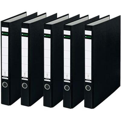 Leitz 10140095 Plastic Ring Binder Without Slots A4, Pack of 5, Black, 3.5 cm Spine Width, PP Laminated Cover Leitz 10140095 Plastic Ring Binder Without Slots A4, Pack of 5, Black, 3.5 cm Spine Width, PP Laminated Cover