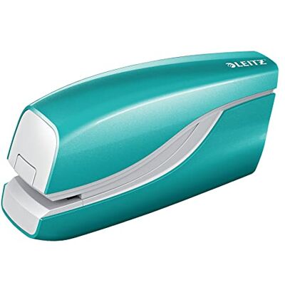 Leitz Electric Stapler, 10 Sheet Capacity, Battery Powered, WOW Range, 55661051 Ice Blue Leitz Electric Stapler, 10 Sheet Capacity, Battery Powered, WOW Range, 55661051 Ice Blue