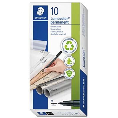 STAEDTLER 317-9 Lumocolor Permanent Pen, Medium Line Width, 1.0mm Black (Box of 10) STAEDTLER 317-9 Lumocolor Permanent Pen, Medium Line Width, 1.0mm Black (Box of 10)