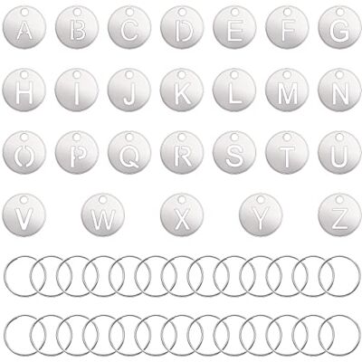 ONLYKXY 26pcs Silver A-Z Alphabet Letter Number Tags Stainless Steel Numbered Marking Identification Hang Tags Luggage Labels ID Tag with Rings for Organized Coded Key Box Cabinet Plant Coding Tag ONLYKXY 26pcs Silver A-Z Alphabet Letter Number Tags Stainless Steel Numbered Marking Identification Hang Tags Luggage Labels ID Tag with Rings for Organized Coded Key Box Cabinet Plant Coding Tag