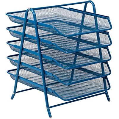 Mind Reader Paper Tray, Metal, Turquoise, 5 Tier Mind Reader Paper Tray, Metal, Turquoise, 5 Tier