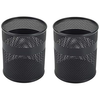 EasyPAG Pen Pot Pencil Holder Makeup Brushes Storage,Pack of 2,Black Metal Mesh,Home and Office,Desk Tidy,Stationery Organiser EasyPAG Pen Pot Pencil Holder Makeup Brushes Storage,Pack of 2,Black Metal Mesh,Home and Office,Desk Tidy,Stationery Organiser