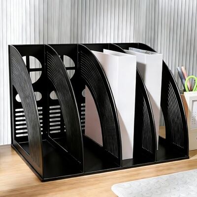 Vurixfo A4 File Holder, 4 Sections Magazine File Folder Desk Organizer Plastic Desk Files Organiser Black Files Storage Folders Document Rack Vertical Magazine Rack for Office Storage and Organiser Vurixfo A4 File Holder, 4 Sections Magazine File Folder Desk Organizer Plastic Desk Files Organiser Black Files Storage Folders Document Rack Vertical Magazine Rack for Office Storage and Organiser