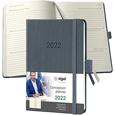 Sigel C2267 Conceptum Weekly Planner 2022-10,8 x 15,1 cm hardcover 176 Pages Grey Sigel C2267 Conceptum Weekly Planner 2022-10,8 x 15,1 cm hardcover 176 Pages Grey