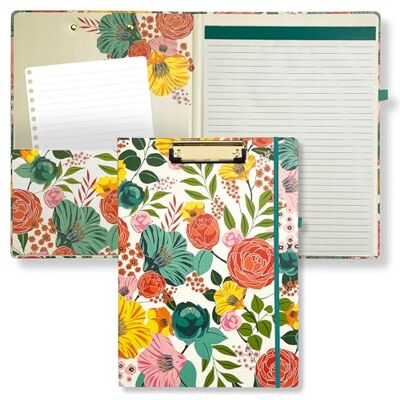 STEEL MILL AND CO. Steel Mill & Co Cute Clipboard Folio with Refillable Lined Notepad and Interior Storage Pocket, Floral Padfolio for Work, Garden Blooms Cream STEEL MILL AND CO. Steel Mill & Co Cute Clipboard Folio with Refillable Lined Notepad and Interior Storage Pocket, Floral Padfolio for Work, Garden Blooms Cream