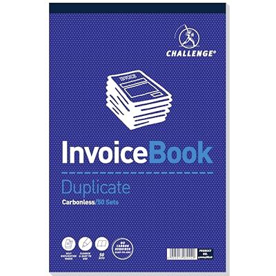 CHALLENGE Large Duplicate Invoice Book, Carbon without Vat, 50 Pages, 1 pack, A4 (297 x 195 mm) CHALLENGE Large Duplicate Invoice Book, Carbon without Vat, 50 Pages, 1 pack, A4 (297 x 195 mm)