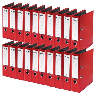 Leitz VON A4 Folder, Pack of 20, Cardboard with Plastic Cover, 80 mm Spine Width, for 600 Sheets, Blue Angel & FSC Certified, for School, Study & Home, Red, 10550025 Leitz VON A4 Folder, Pack of 20, Cardboard with Plastic Cover, 80 mm Spine Width, for 600 Sheets, Blue Angel & FSC Certified, for School, Study & Home, Red, 10550025