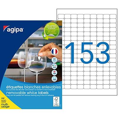 Agipa Pack of 15300 101625 Multi-Purpose Labels enlevable 22 x 16 mm Rounded Corners White Agipa Pack of 15300 101625 Multi-Purpose Labels enlevable 22 x 16 mm Rounded Corners White