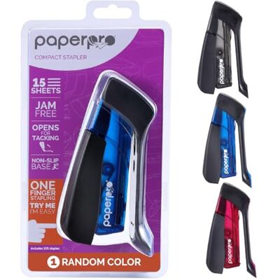 PaperPro Paper Pro Compact Classic No Effort, One Finger, 80% Easier Staplers Great for Carpal Tunnel and Arthritis, Assorted (3054) PaperPro Paper Pro Compact Classic No Effort, One Finger, 80% Easier Staplers Great for Carpal Tunnel and Arthritis, Assorted (3054)
