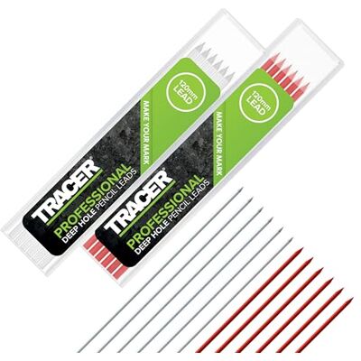 Tracer Deep Hole Pencil Alternative Leads Set 12 x 2.8mm High-Visibility Coloured Leads. 6 x Red, 6 x White. 12 x Pencil refills. Tracer Deep Hole Pencil Alternative Leads Set 12 x 2.8mm High-Visibility Coloured Leads. 6 x Red, 6 x White. 12 x Pencil refills.