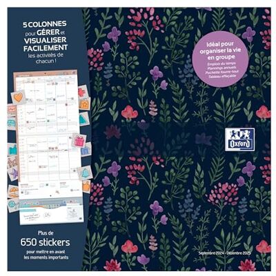 Oxford Flowers 16 Month School Diary 30 x 30 cm 1 Month on 2 Pages Year 2023-2024 Jungle French Oxford Flowers 16 Month School Diary 30 x 30 cm 1 Month on 2 Pages Year 2023-2024 Jungle French