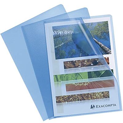 Exacompta Ref 58522E Grained PP Cut Flush Folders (Pack of 100) 220 x 310mm in Size, Suitable for A4 Documents, 120 Micron Polypropylene, L-Shaped Opening Blue Exacompta Ref 58522E Grained PP Cut Flush Folders (Pack of 100) 220 x 310mm in Size, Suitable for A4 Documents, 120 Micron Polypropylene, L-Shaped Opening Blue