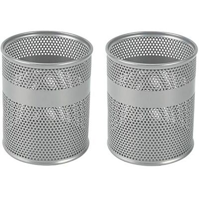 EasyPAG Pen Pot Pencil Holder Makeup Brushes Storage,Pack of 2,Silver Metal Mesh,Home and Office,Desk Tidy,Stationery Organiser EasyPAG Pen Pot Pencil Holder Makeup Brushes Storage,Pack of 2,Silver Metal Mesh,Home and Office,Desk Tidy,Stationery Organiser