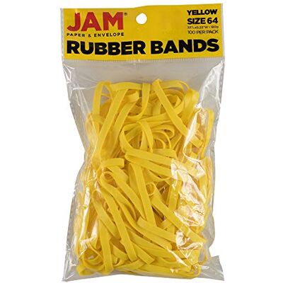 JAM Paper Durable Rubber Bands Size 64 Yellow Multi-Purpose Rubberbands 100/Pack JAM Paper Durable Rubber Bands Size 64 Yellow Multi-Purpose Rubberbands 100/Pack