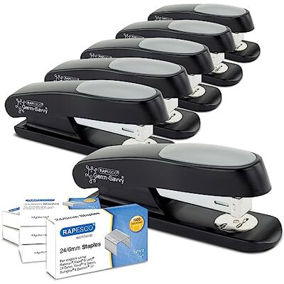 Rapesco 1734 Business: 6 ECO Sting Ray Staplers and 6000 24/6 mm Staples, 20 Sheet Capacity, Antibacterial Protection, Black Rapesco 1734 Business: 6 ECO Sting Ray Staplers and 6000 24/6 mm Staples, 20 Sheet Capacity, Antibacterial Protection, Black