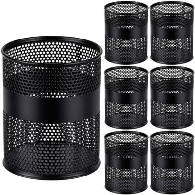 ULELE 6Pack Metal Mesh Pen Pot Black Pencil Holder Stationery Organiser Round Desk Tidy Cup Desk Storage Accessories Makeup Brush Container ULELE 6Pack Metal Mesh Pen Pot Black Pencil Holder Stationery Organiser Round Desk Tidy Cup Desk Storage Accessories Makeup Brush Container