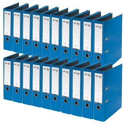 Leitz VON 10550035 A4 Folder, Pack of 20, Cardboard with Plastic Cover, 80 mm Spine Width, for 600 Sheets, Blue Angel & FSC Certified, for School, Study & Home, Blue Leitz VON 10550035 A4 Folder, Pack of 20, Cardboard with Plastic Cover, 80 mm Spine Width, for 600 Sheets, Blue Angel & FSC Certified, for School, Study & Home, Blue