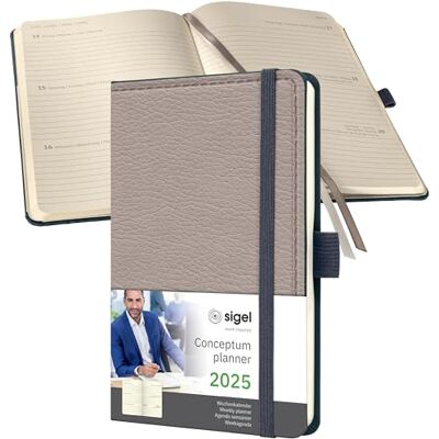 Sigel C2554 Conceptum Weekly Planner 2025, Design Beige, 9,5 x 15 cm, hardcover, 176 Pages, Beige Sigel C2554 Conceptum Weekly Planner 2025, Design Beige, 9,5 x 15 cm, hardcover, 176 Pages, Beige