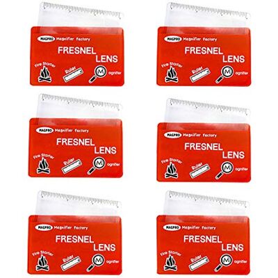 M MAGDEPO MagDepo 6 Pack Credit Card Size Magnifier Ruler Fresnel Lens Fire Starter Compact Plastic Magnifying Glass Wallet Pocket Magnifier for Reading Small Print, Maps, and Books -Red… M MAGDEPO MagDepo 6 Pack Credit Card Size Magnifier Ruler Fresnel Lens Fire Starter Compact Plastic Magnifying Glass Wallet Pocket Magnifier for Reading Small Print, Maps, and Books -Red…