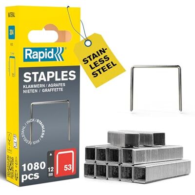 Rapid High Performance Staples, Stainless Steel, No.53, Leg Length 6 mm, 40109509 1080 Pieces, grey Rapid High Performance Staples, Stainless Steel, No.53, Leg Length 6 mm, 40109509 1080 Pieces, grey