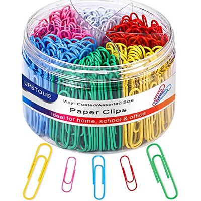 Vinaco Coloured Paper Clips 400 Pack, 33mm Medium & 50mm Large Paper Clips Assorted Size, Durable and Rustproof Metal, Coated Paper Clip Great for Office School Home Vinaco Coloured Paper Clips 400 Pack, 33mm Medium & 50mm Large Paper Clips Assorted Size, Durable and Rustproof Metal, Coated Paper Clip Great for Office School Home