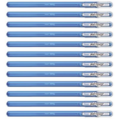 Pentel Mattehop 1.0mm Gel Roller Sky Blue Pack of 12 Pentel Mattehop 1.0mm Gel Roller Sky Blue Pack of 12