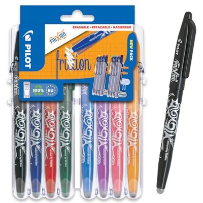PILOT Frixion Rollerball 0.7mm Set to Go Pack of 8- Black/Blue/Red/Green/Sky Blue/Purple/Coral Pink/Apricot Orange PILOT Frixion Rollerball 0.7mm Set to Go Pack of 8- Black/Blue/Red/Green/Sky Blue/Purple/Coral Pink/Apricot Orange