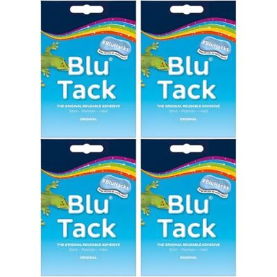 XEEMYX 4x Bostik Blu Tack Original Reusable Adhesive Pack Home Office DIY Use BluHacks Smart Adhesives Alternative to Pins & Tape 60g XEEMYX 4x Bostik Blu Tack Original Reusable Adhesive Pack Home Office DIY Use BluHacks Smart Adhesives Alternative to Pins & Tape 60g