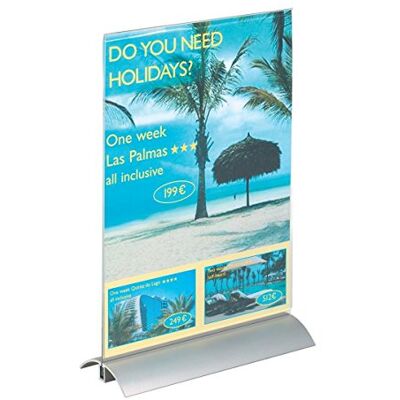 Durable Presenter Sign and Literature Holder Desktop Acrylic with Metal Base A4 Clear Ref 8589/19 Durable Presenter Sign and Literature Holder Desktop Acrylic with Metal Base A4 Clear Ref 8589/19