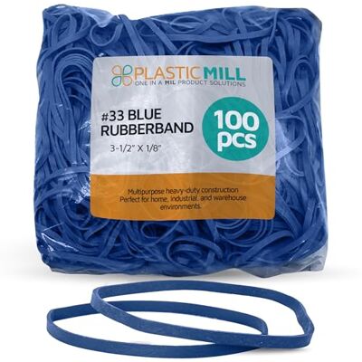 PlasticMill Rubber Bands #33 Size Blue Rubberbands 100 Count. PlasticMill Rubber Bands #33 Size Blue Rubberbands 100 Count.