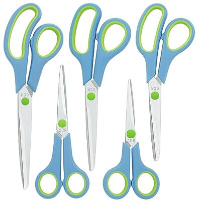 CCR Multi-Purpose Scissors Set of 5 2Cr13 Stainless Steel 5 Sizes 5.5"-10" Soft Grip Sharp Durable Blades Home Office Craft Kitchen CCR Multi-Purpose Scissors Set of 5 2Cr13 Stainless Steel 5 Sizes 5.5"-10" Soft Grip Sharp Durable Blades Home Office Craft Kitchen