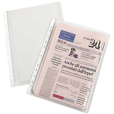 Elba Oxford A4 Expanding Punched Pockets, Glass Clear, 180 Micron, Pack of 10 Elba Oxford A4 Expanding Punched Pockets, Glass Clear, 180 Micron, Pack of 10