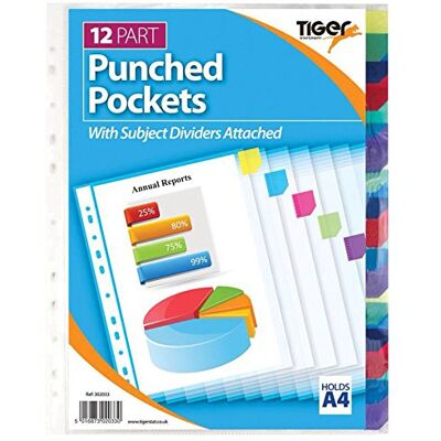 shop inc Tiger A4 12 Part Punched Pocket Dividers Filing Project, Index Tabs, Ideal for use in The Home/Work/Office/Business,ect.. shop inc Tiger A4 12 Part Punched Pocket Dividers Filing Project, Index Tabs, Ideal for use in The Home/Work/Office/Business,ect..