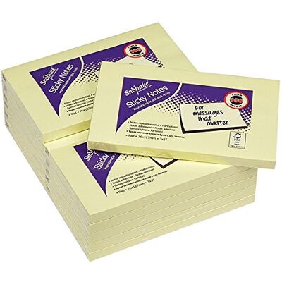Snopake 127x76mm Sticky Notes Yellow (Pack of 12 , 100 Sheets per Pad) Snopake 127x76mm Sticky Notes Yellow (Pack of 12 , 100 Sheets per Pad)