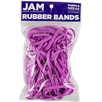 JAM Paper Durable Rubber Bands Size 64 Purple Multi-Purpose Rubberbands 100/Pack JAM Paper Durable Rubber Bands Size 64 Purple Multi-Purpose Rubberbands 100/Pack