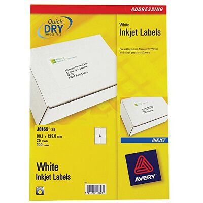 Avery J8 Quick Dry Labels 99.1 x 139 White Avery J8 Quick Dry Labels 99.1 x 139 White