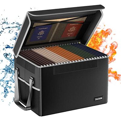 DocSafe Fireproof File Box with Lid Collapsible Document Storage Box for Letters/Legal Documents Portable Home Office with Handle Black DocSafe Fireproof File Box with Lid Collapsible Document Storage Box for Letters/Legal Documents Portable Home Office with Handle Black