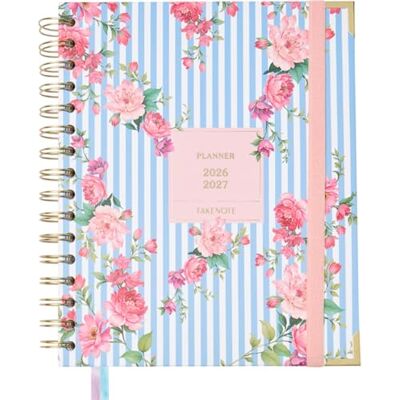 Takenote Diary 2026 2027 Academic SEP/AUG, A5, Day per Page, Hard Cover, Double Spiral Binding, 2 Ribbon Bookmarks, Elastic Closure, Monthly Tab Index, 8 Sticker Pages, Spanish and English Emily Takenote Diary 2026 2027 Academic SEP/AUG, A5, Day per Page, Hard Cover, Double Spiral Binding, 2 Ribbon Bookmarks, Elastic Closure, Monthly Tab Index, 8 Sticker Pages, Spanish and English Emily